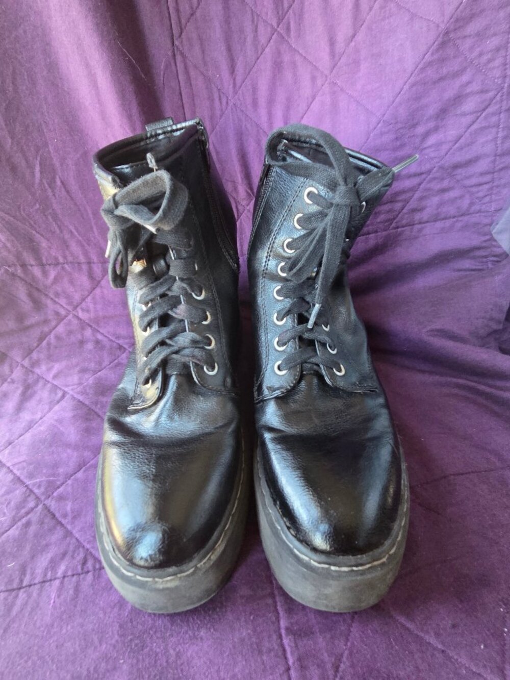 Call It Spring | Platform Faux Leather Combat Boots | Size 9
